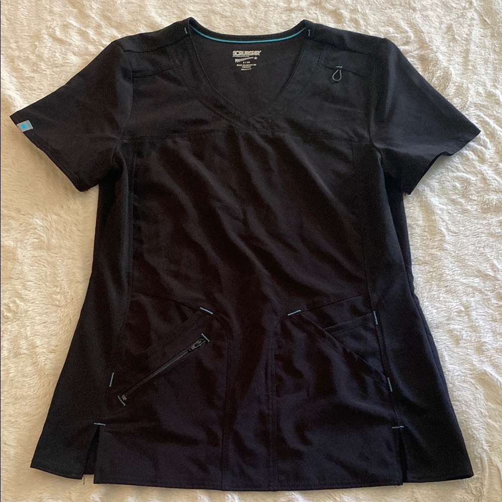 Scrubstar Black Fitted Short Sleeve Scrub Top
